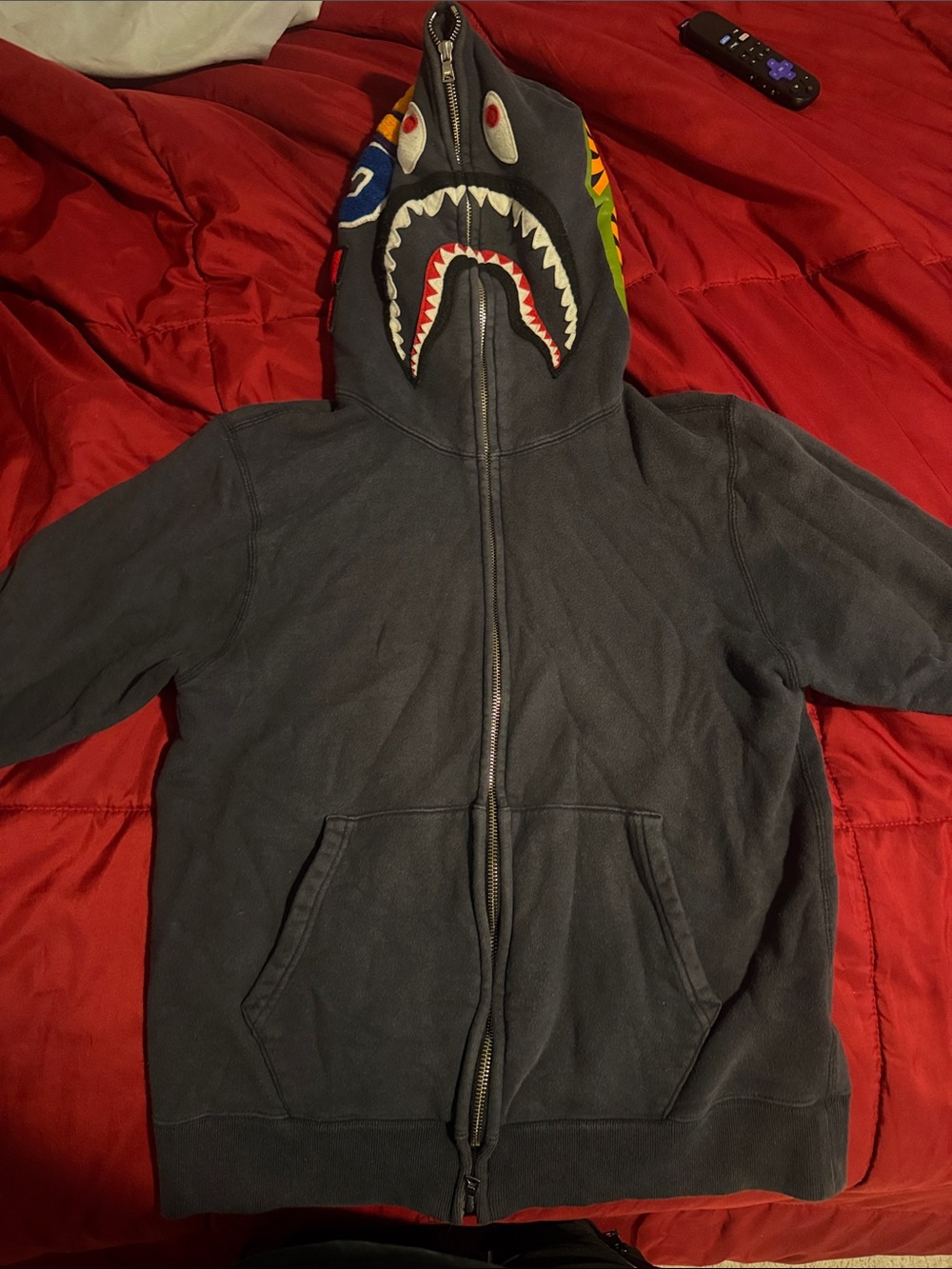 Kids Shark-Face Zip Hoodie Jacket - Gray
